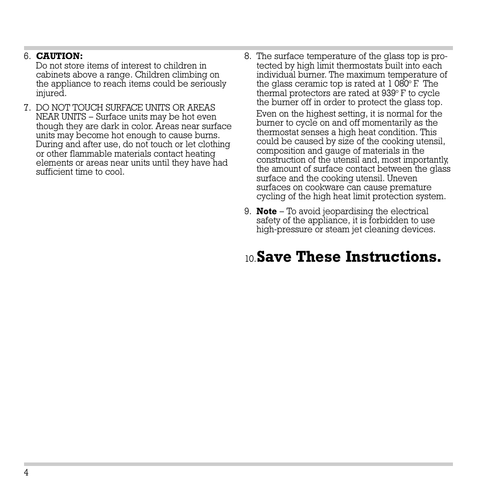 Save these instructions | Gaggenau CK 481-6 User Manual | Page 5 / 31