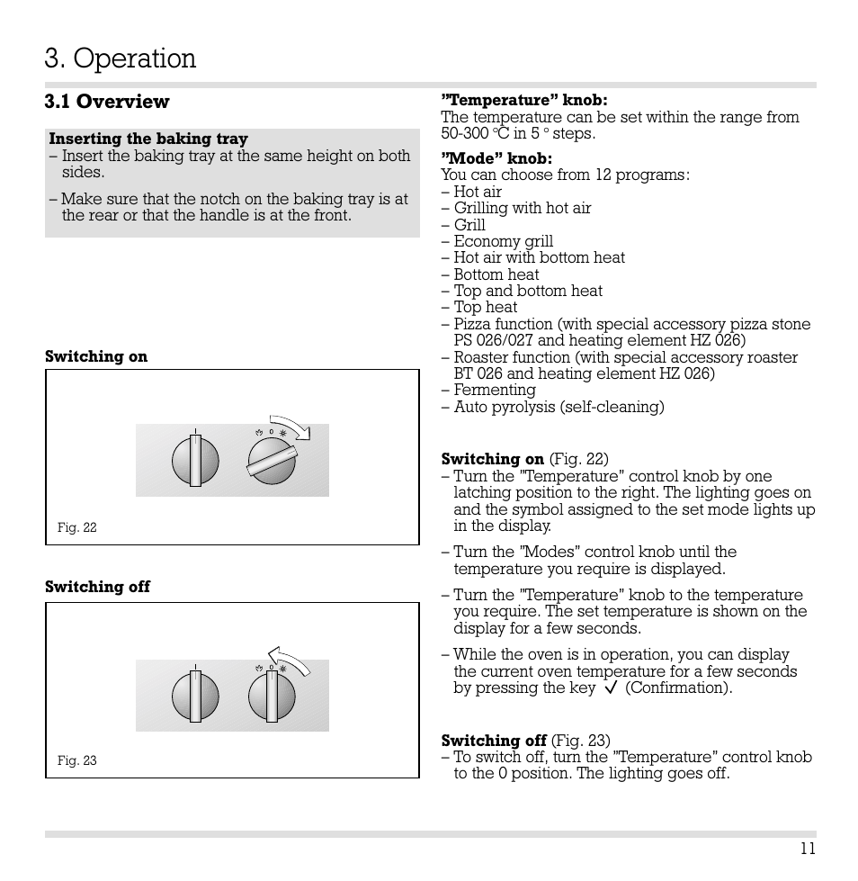 Operation, 1 overview | Gaggenau EB 291 User Manual | Page 11 / 39