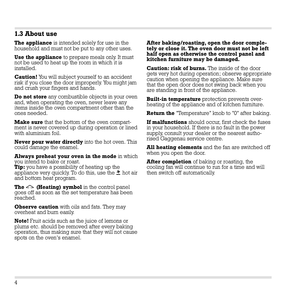 3 about use | Gaggenau EB 291 User Manual | Page 4 / 39