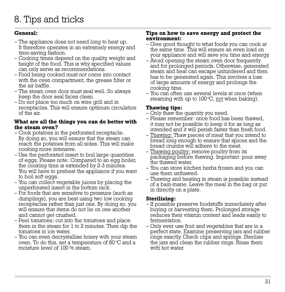 Tips and tricks | Gaggenau ED221 User Manual | Page 32 / 46