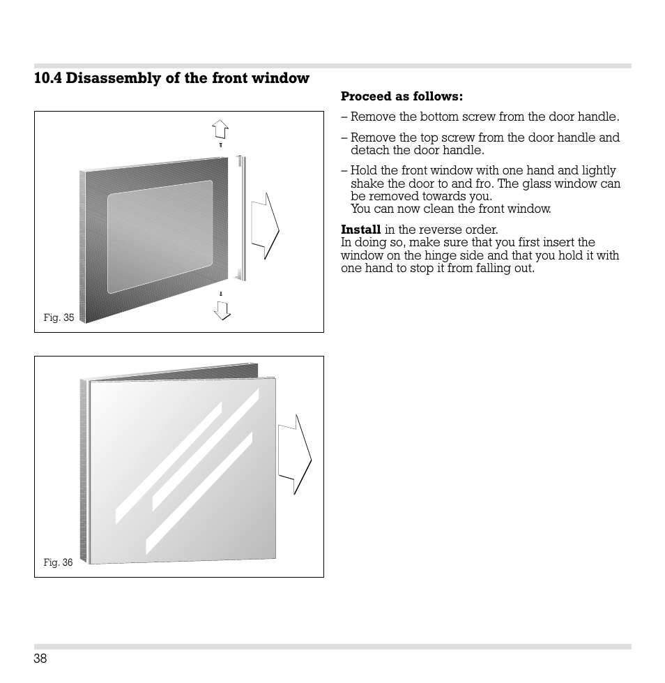 4 disassembly of the front window | Gaggenau ED221 User Manual | Page 39 / 46