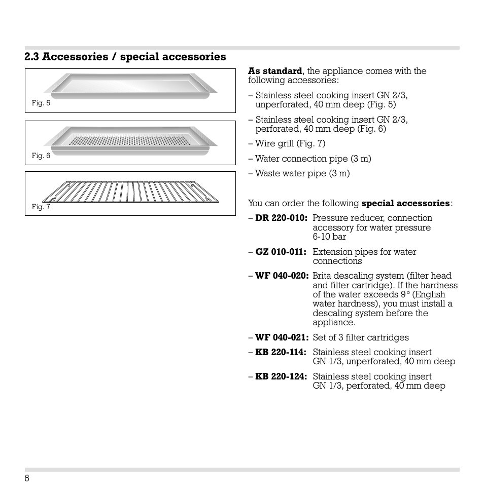 3 accessories / special accessories | Gaggenau ED221 User Manual | Page 7 / 46