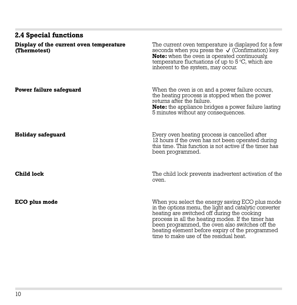 4 special functions | Gaggenau EB 260/261 User Manual | Page 11 / 34