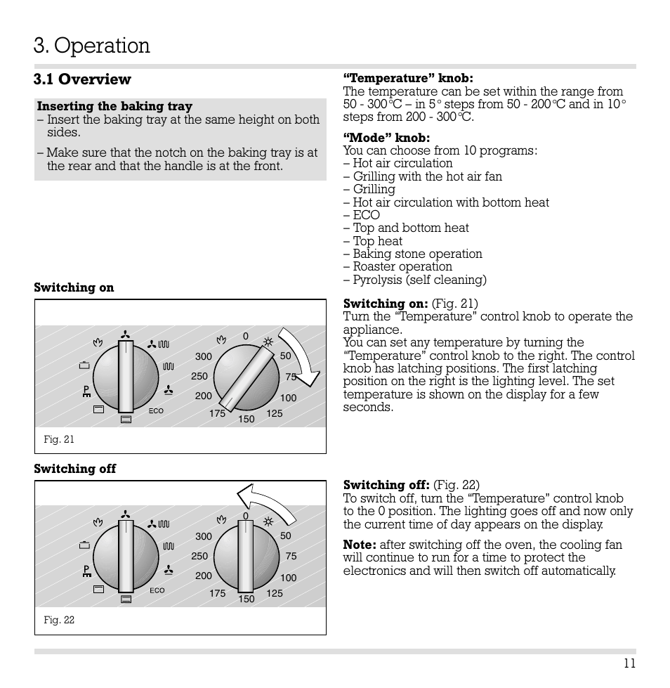 Operation, 1 overview | Gaggenau EB 260/261 User Manual | Page 12 / 34