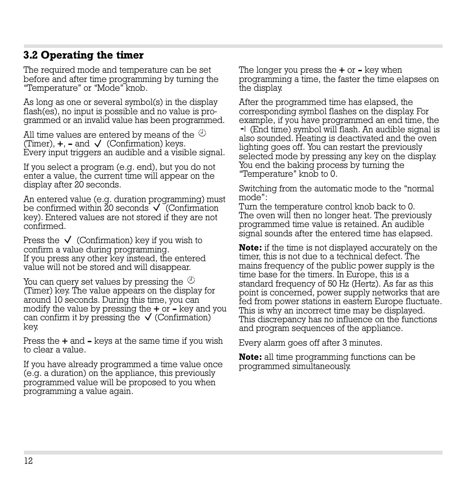 2 operating the timer | Gaggenau EB 260/261 User Manual | Page 13 / 34