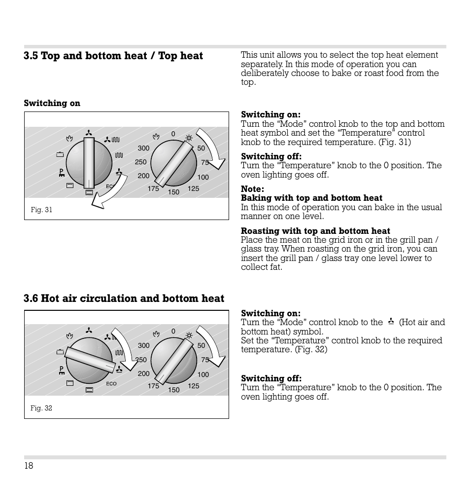 5 top and bottom heat / top heat, 6 hot air circulation and bottom heat | Gaggenau EB 260/261 User Manual | Page 19 / 34