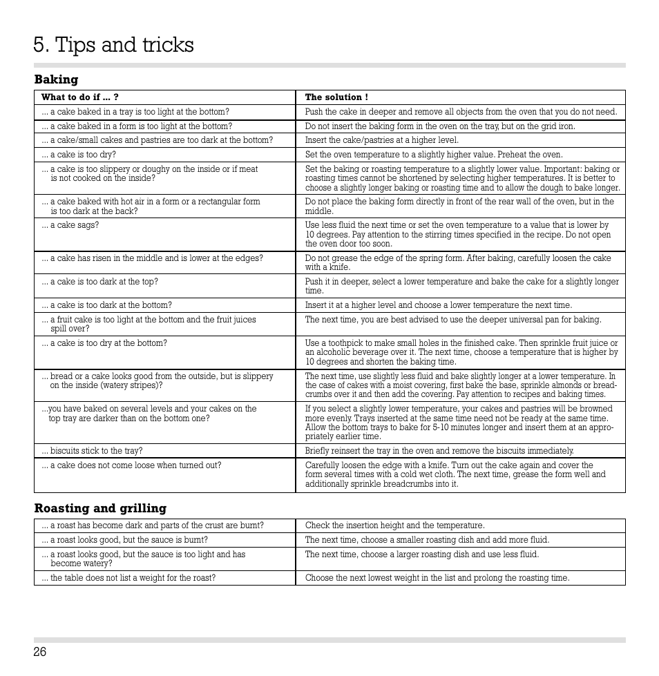 Tips and tricks, 26 baking roasting and grilling | Gaggenau EB 260/261 User Manual | Page 27 / 34