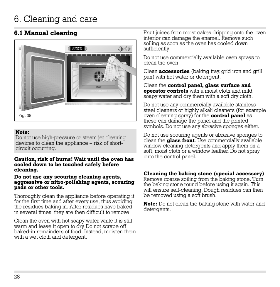 Cleaning and care, 1 manual cleaning | Gaggenau EB 260/261 User Manual | Page 29 / 34