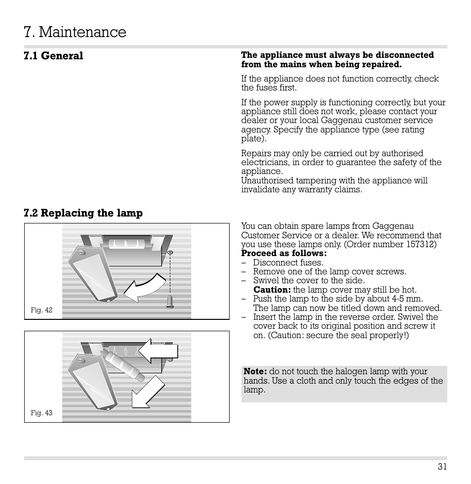 Maintenance | Gaggenau EB 260/261 User Manual | Page 32 / 34