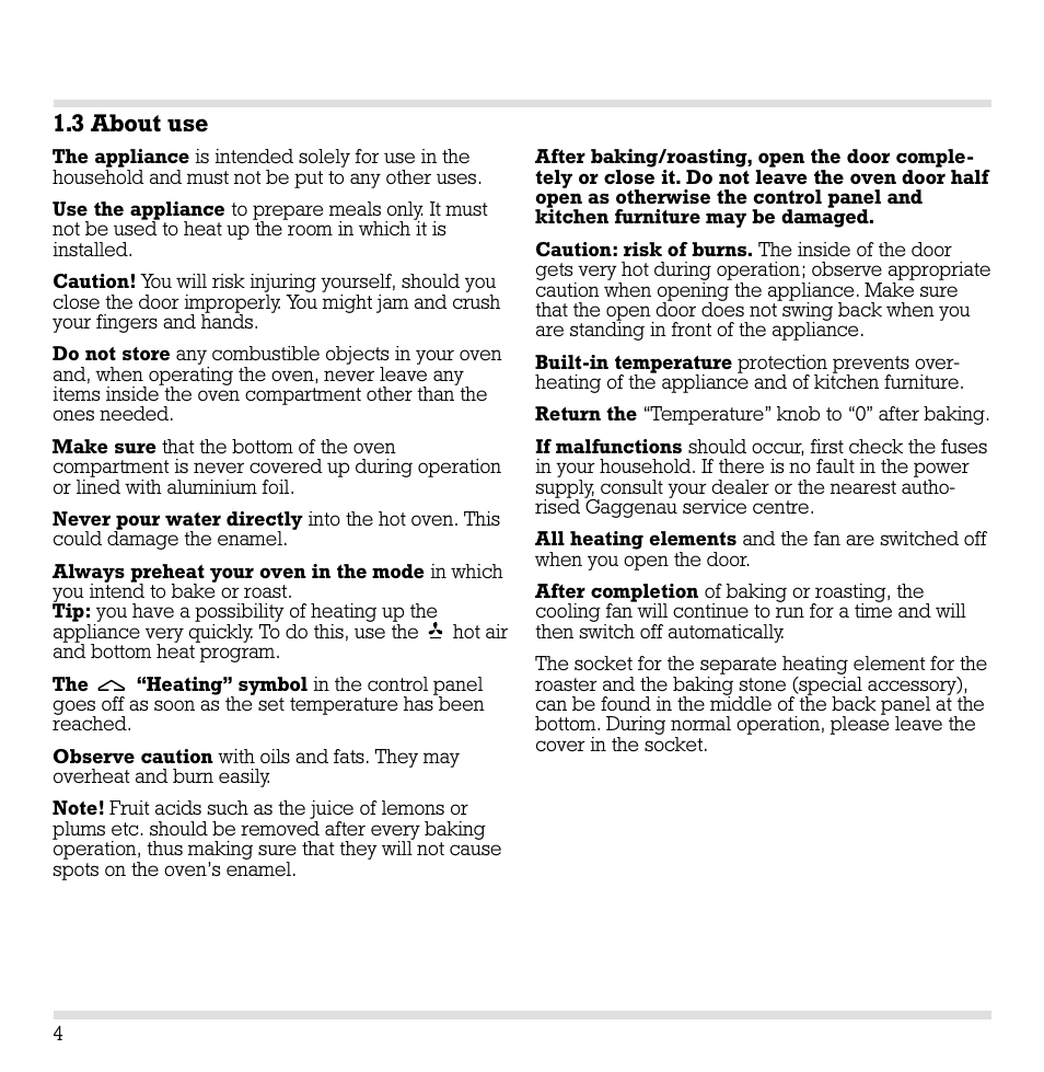 3 about use | Gaggenau EB 260/261 User Manual | Page 5 / 34