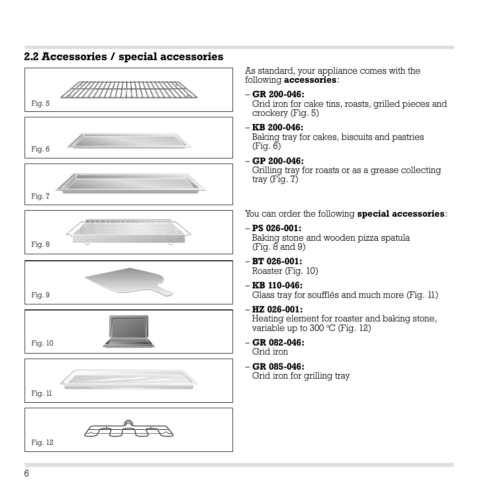 2 accessories / special accessories | Gaggenau EB 260/261 User Manual | Page 7 / 34