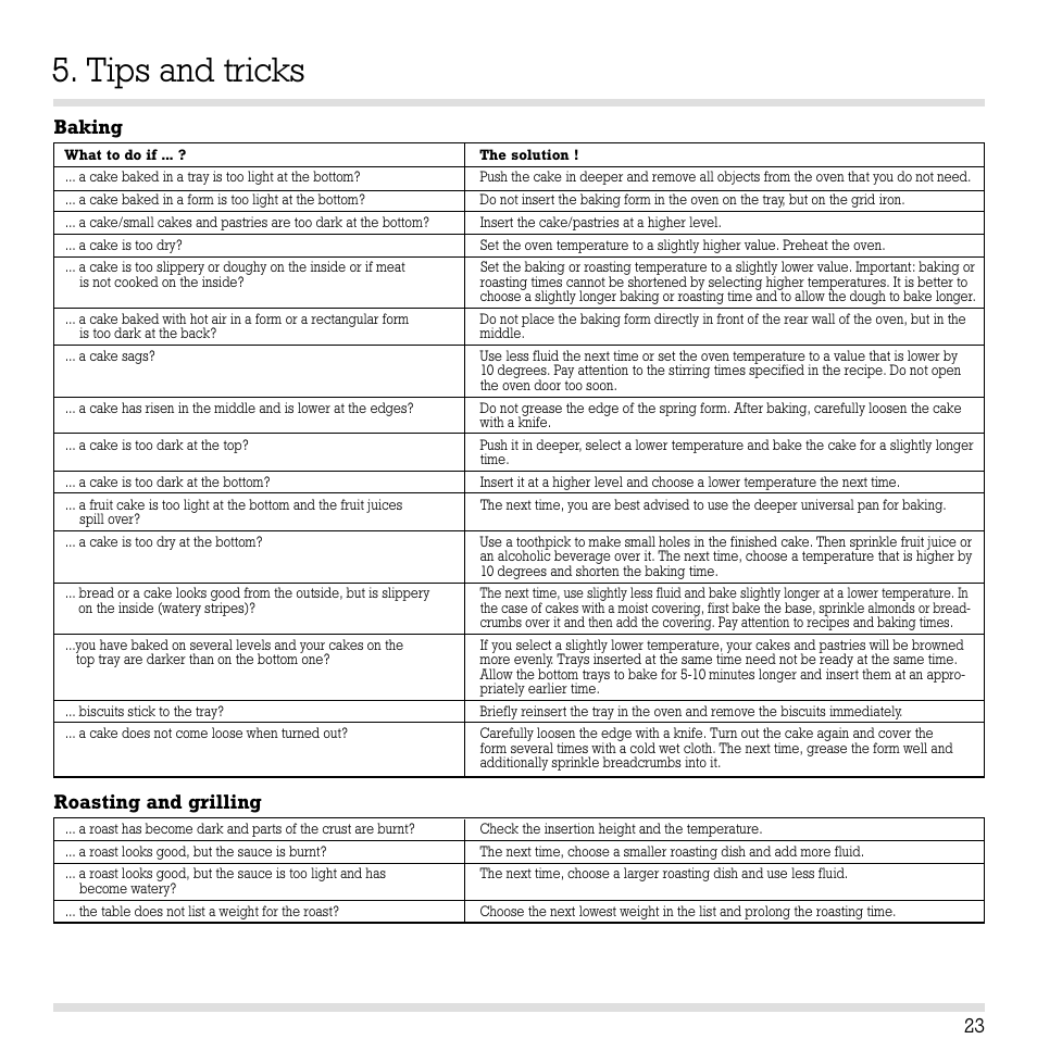 Tips and tricks, 23 baking roasting and grilling | Gaggenau EB 210/211 User Manual | Page 24 / 31