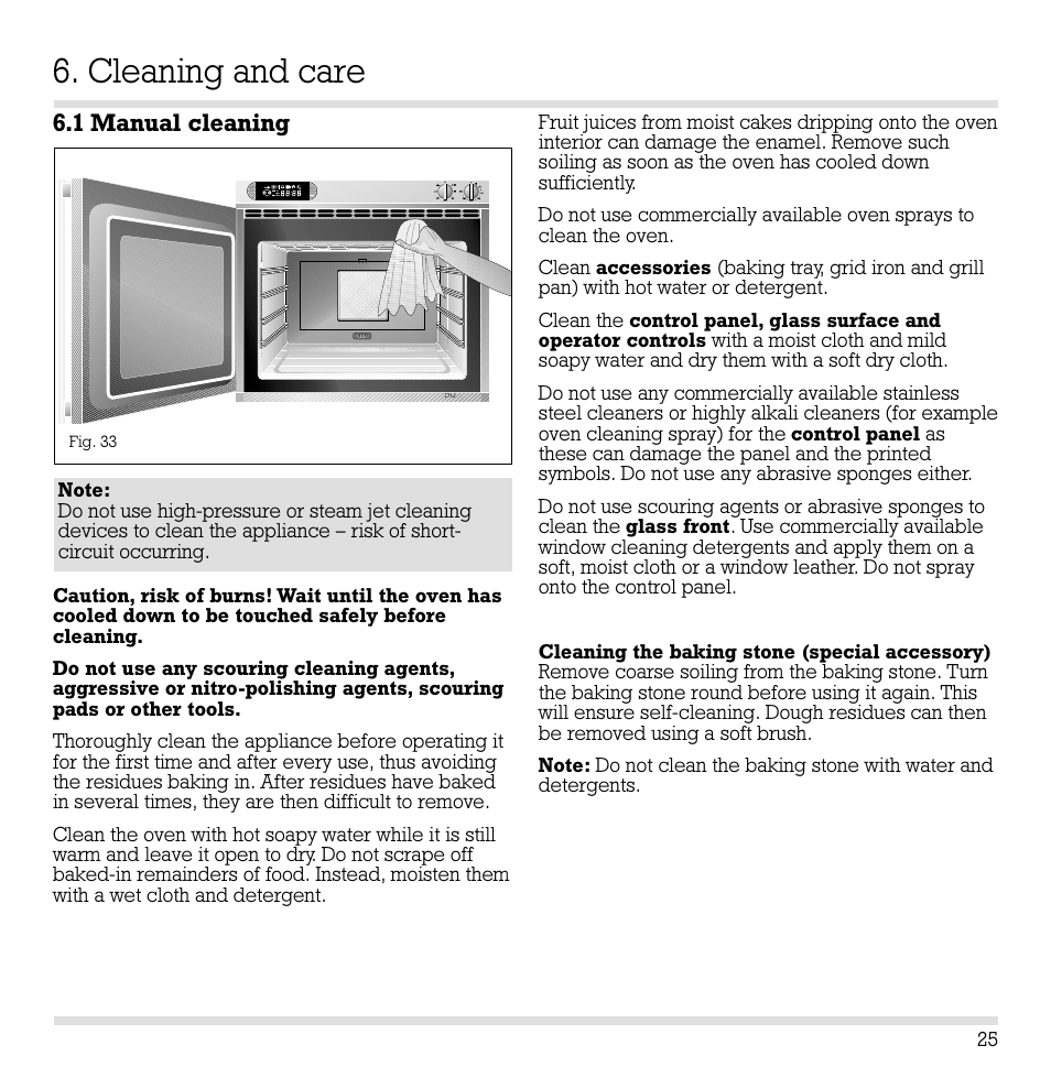 Cleaning and care, 1 manual cleaning | Gaggenau EB 210/211 User Manual | Page 26 / 31