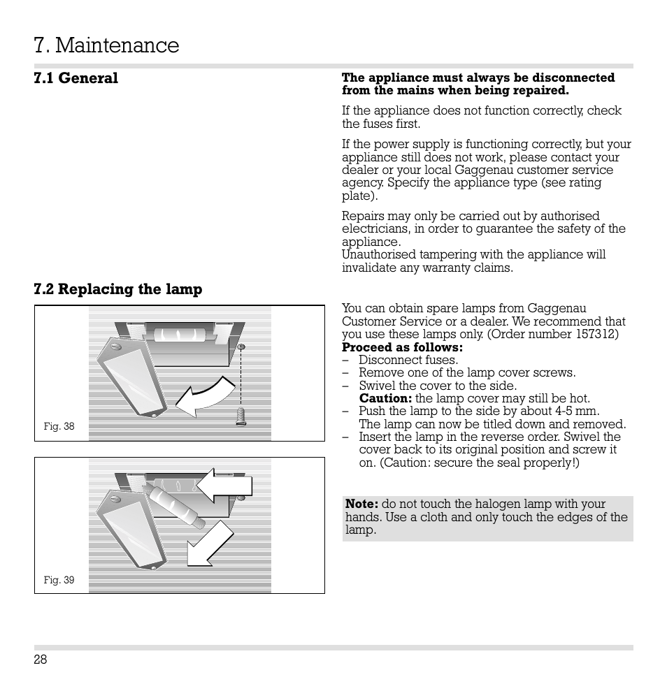 Maintenance | Gaggenau EB 210/211 User Manual | Page 29 / 31