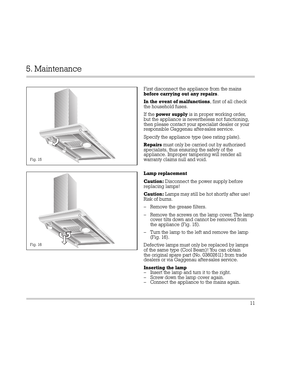 Maintenance | Gaggenau AH 600-190 User Manual | Page 12 / 19