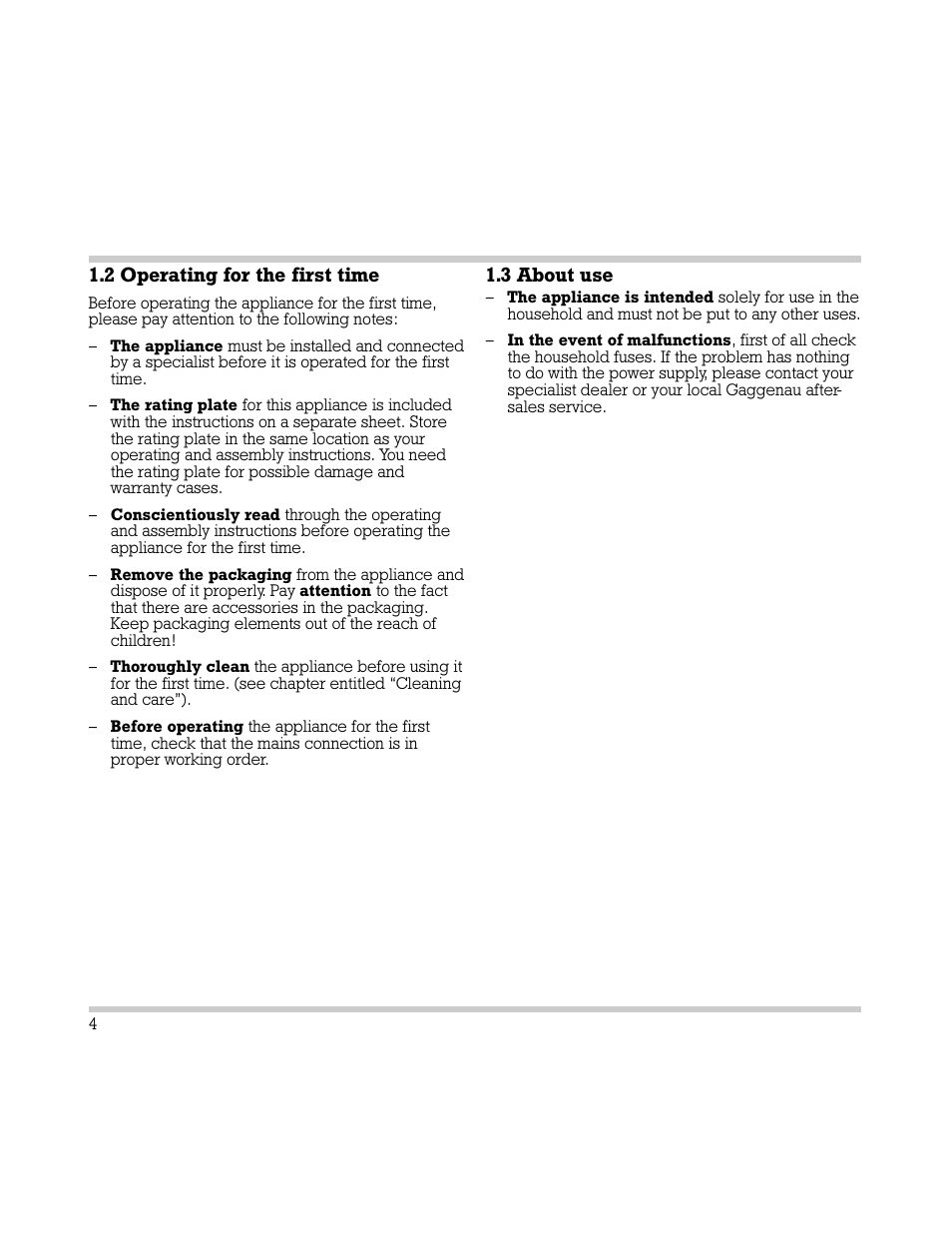 2 operating for the first time, 3 about use | Gaggenau AH 600-190 User Manual | Page 5 / 19