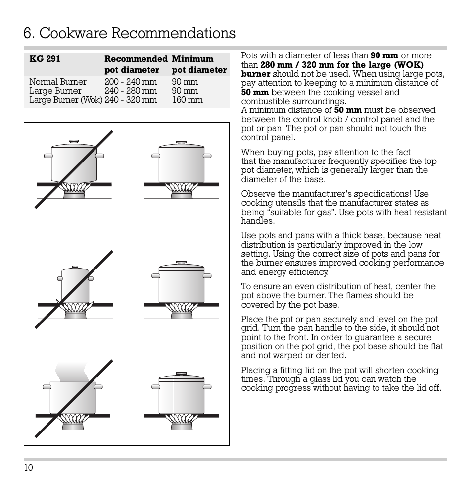 Cookware recommendations | Gaggenau KG 291 User Manual | Page 12 / 33