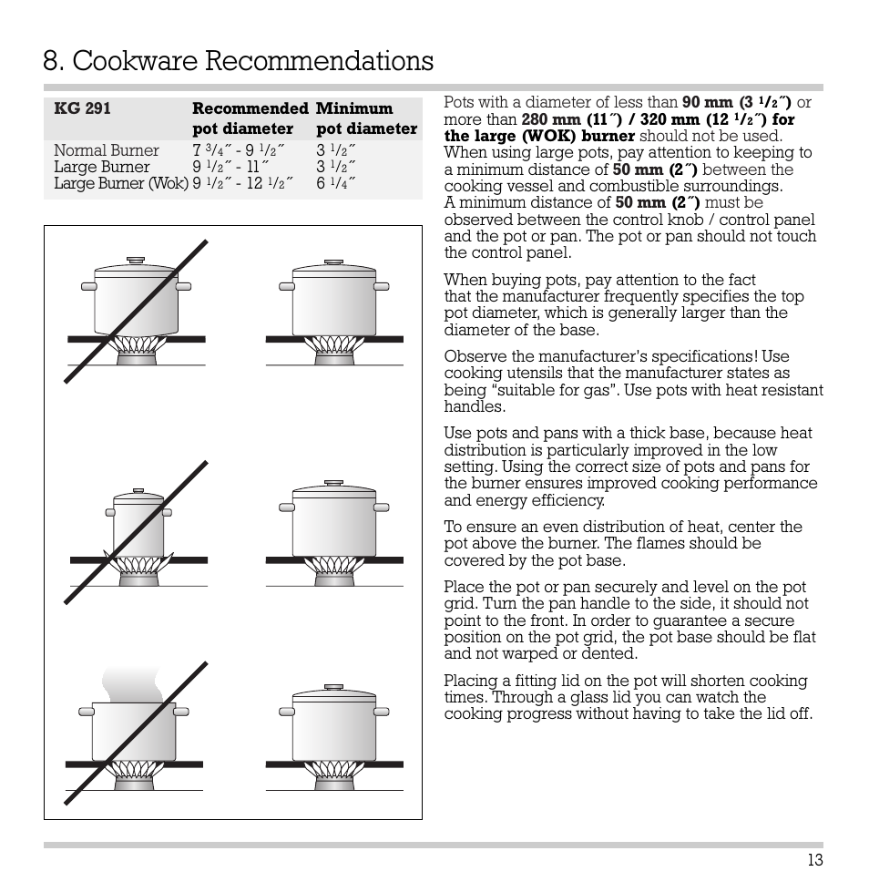 Cookware recommendations | Gaggenau KG 291 CA User Manual | Page 14 / 31