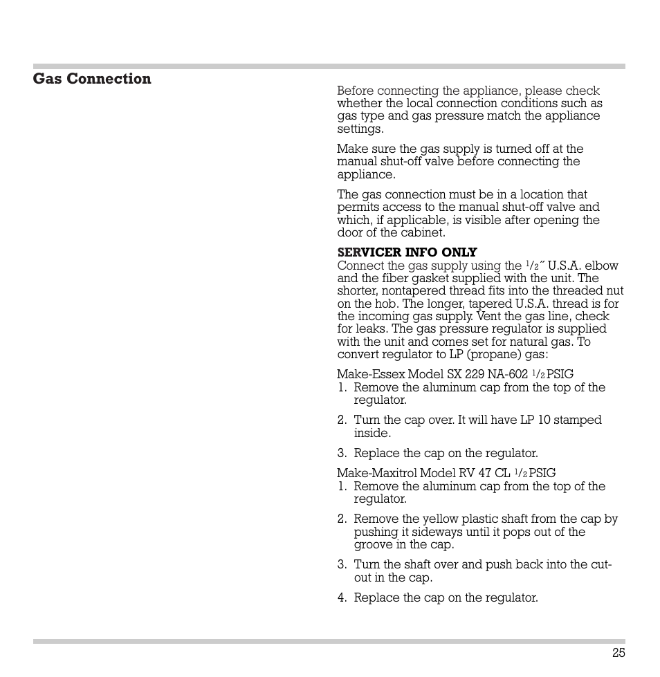 Gas connection | Gaggenau KG 291 CA User Manual | Page 26 / 31