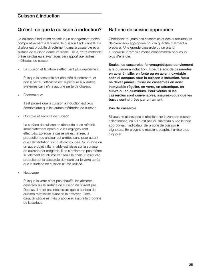 Batterie de cuisine appropriée | Gaggenau VI 411611 User Manual | Page 25 / 52