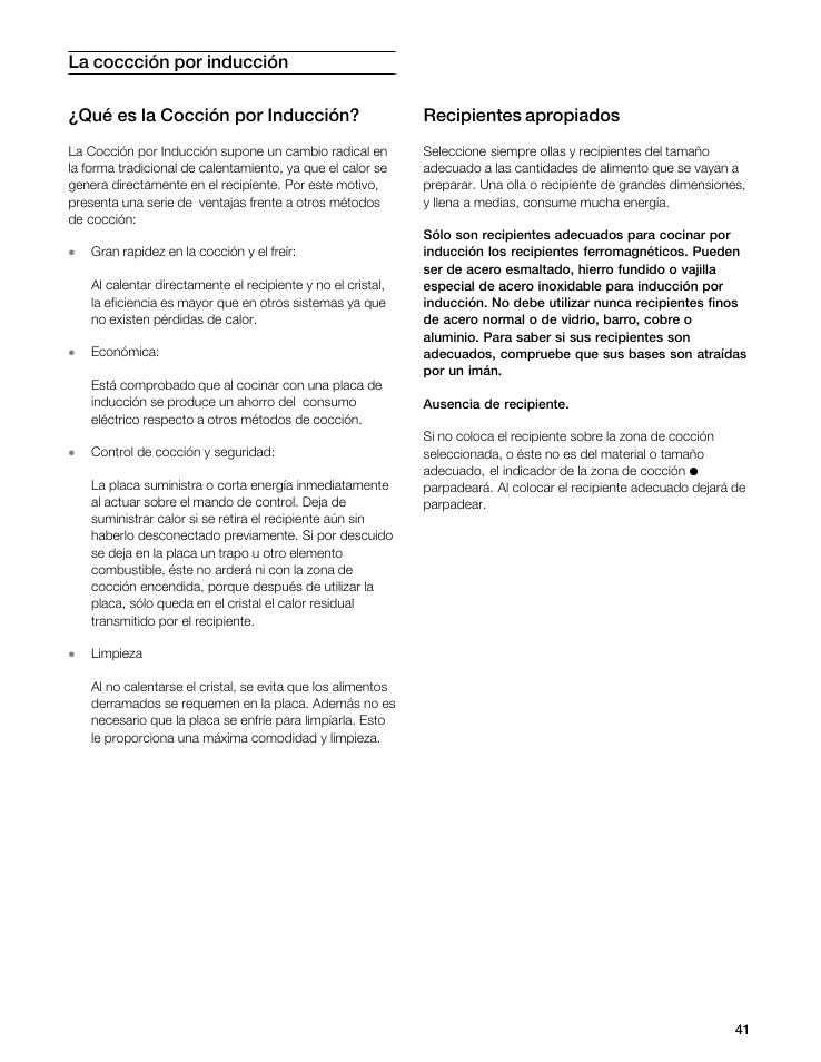 Recipientes apropiados | Gaggenau VI 411611 User Manual | Page 41 / 52