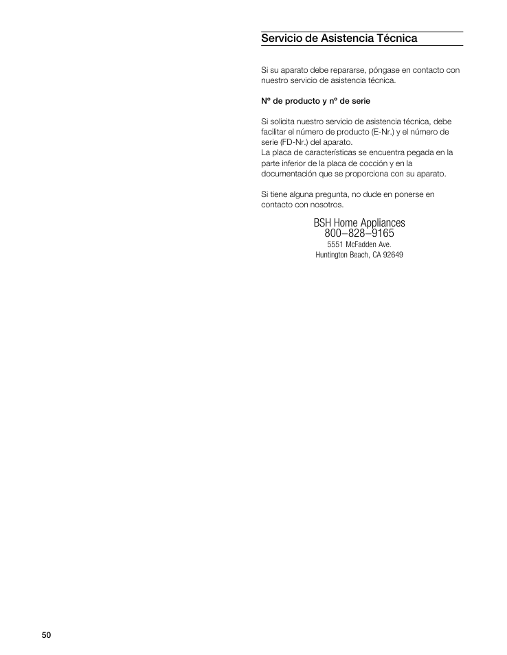 Servicio de asistencia técnica | Gaggenau VI 411611 User Manual | Page 50 / 52