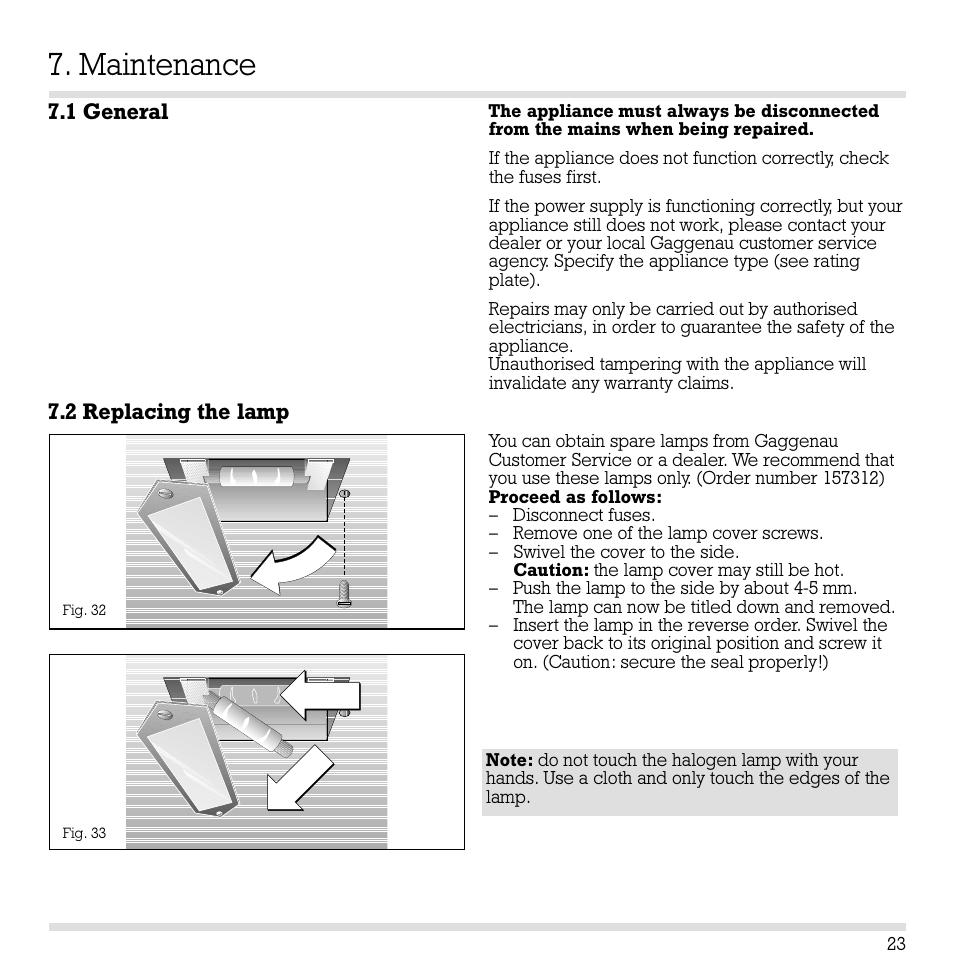 Maintenance | Gaggenau EB 204/205 User Manual | Page 24 / 26