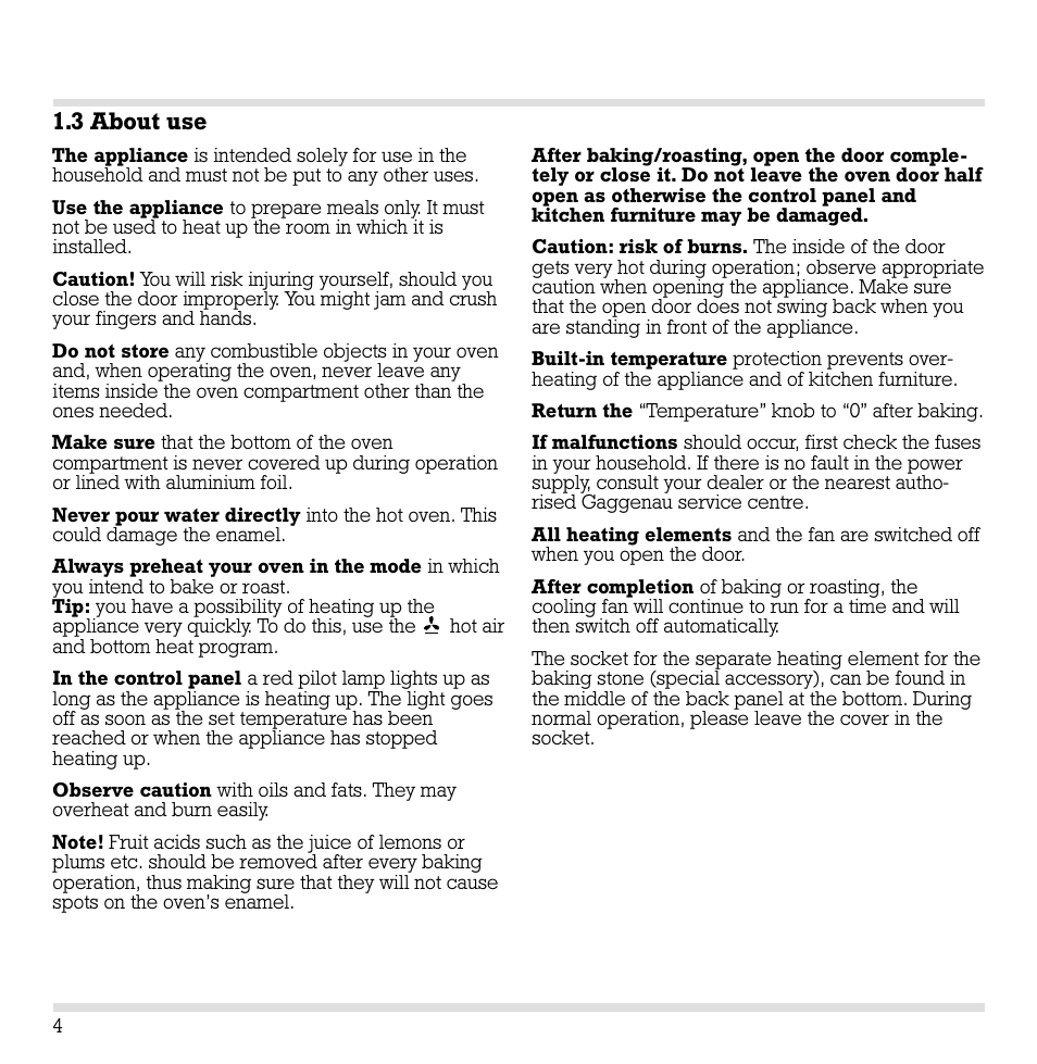 3 about use | Gaggenau EB 204/205 User Manual | Page 5 / 26