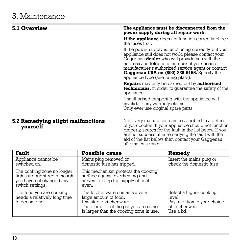 Maintenance | Gaggenau CK 260-604 User Manual | Page 11 / 12