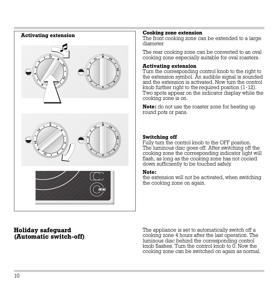 Holiday safeguard (automatic switch-off) | Gaggenau VC 422-610 User Manual | Page 12 / 24