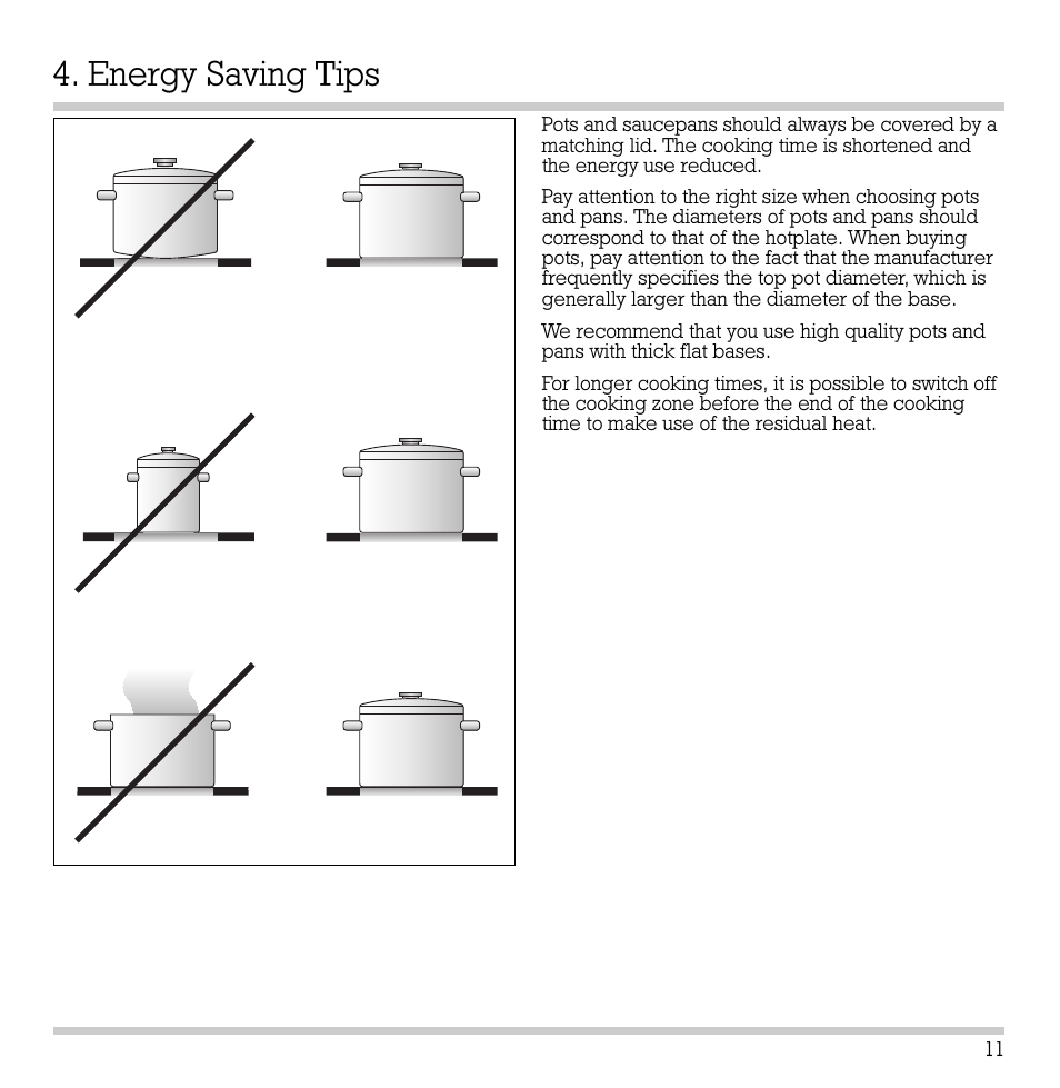 Energy saving tips | Gaggenau VC 422-610 User Manual | Page 13 / 24