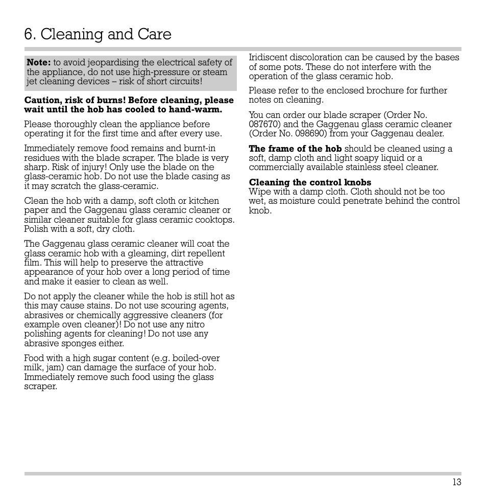 Cleaning and care | Gaggenau VC 422-610 User Manual | Page 15 / 24