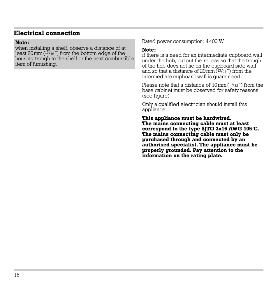 Electrical connection | Gaggenau VC 422-610 User Manual | Page 18 / 24