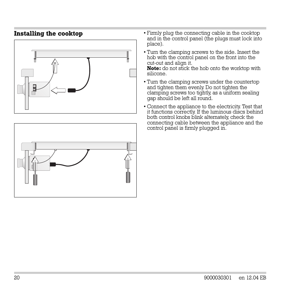 Installing the cooktop | Gaggenau VC 422-610 User Manual | Page 22 / 24