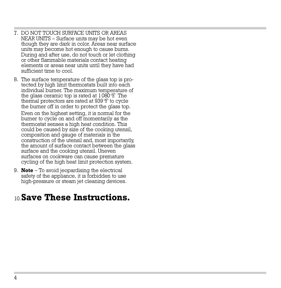 Save these instructions | Gaggenau VC 422-610 User Manual | Page 6 / 24