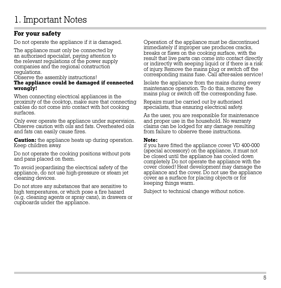 Gaggenau VC 422-610 User Manual | Page 7 / 24