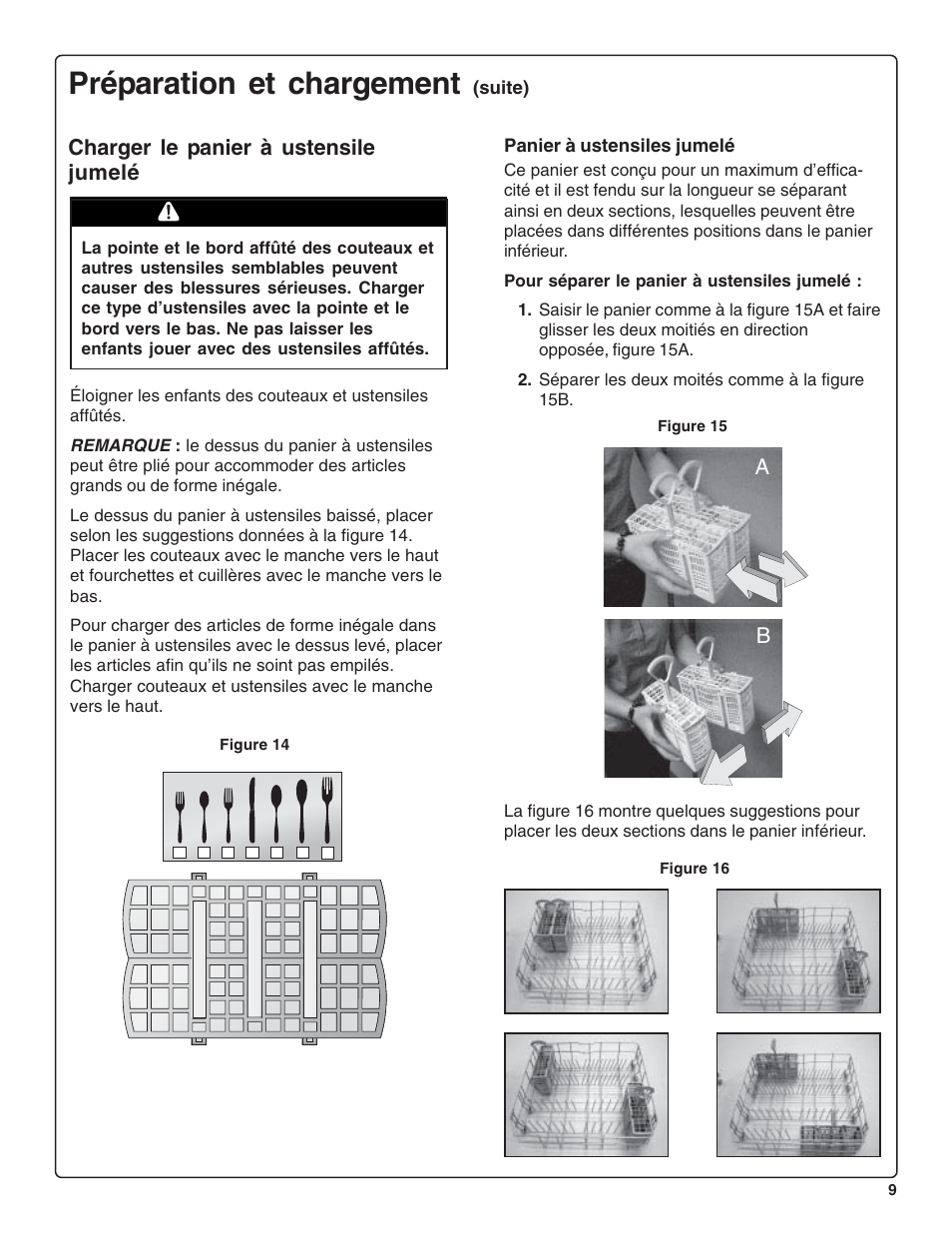 Préparation et chargement, Attention, Charger le panier à ustensile jumelé | Gaggenau DF 241-760 User Manual | Page 31 / 64