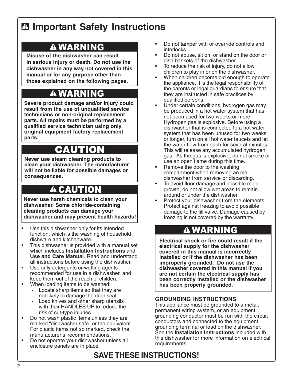 Important safety instructions, Warning, Caution | Save these instructions | Gaggenau DF 241-760 User Manual | Page 4 / 64