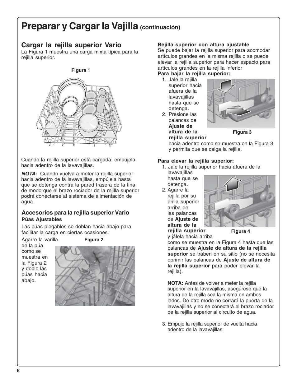 Preparar y cargar la vajilla, Cargar la rejilla superior vario | Gaggenau DF 241-760 User Manual | Page 48 / 64