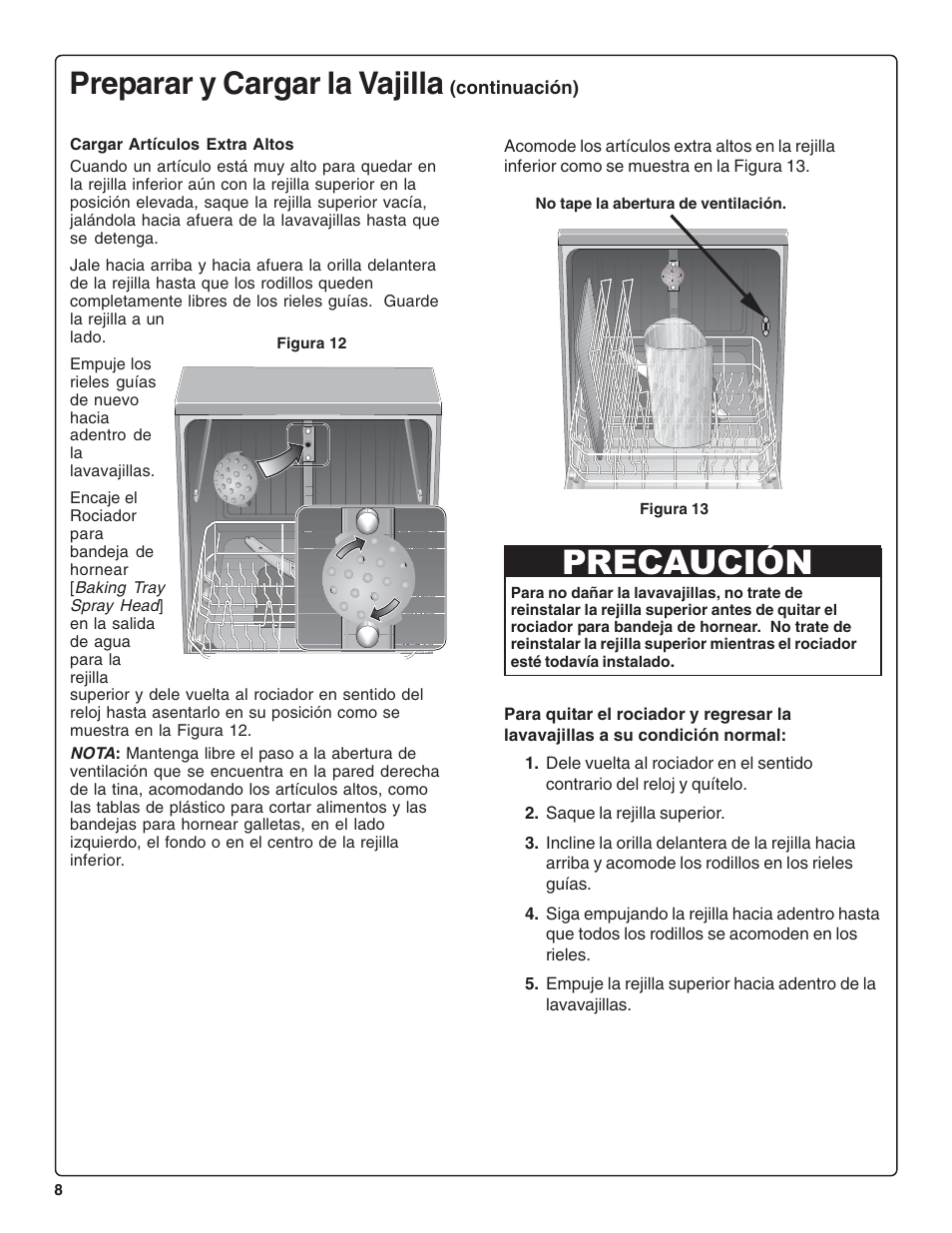 Precaución, Preparar y cargar la vajilla | Gaggenau DF 241-760 User Manual | Page 50 / 64