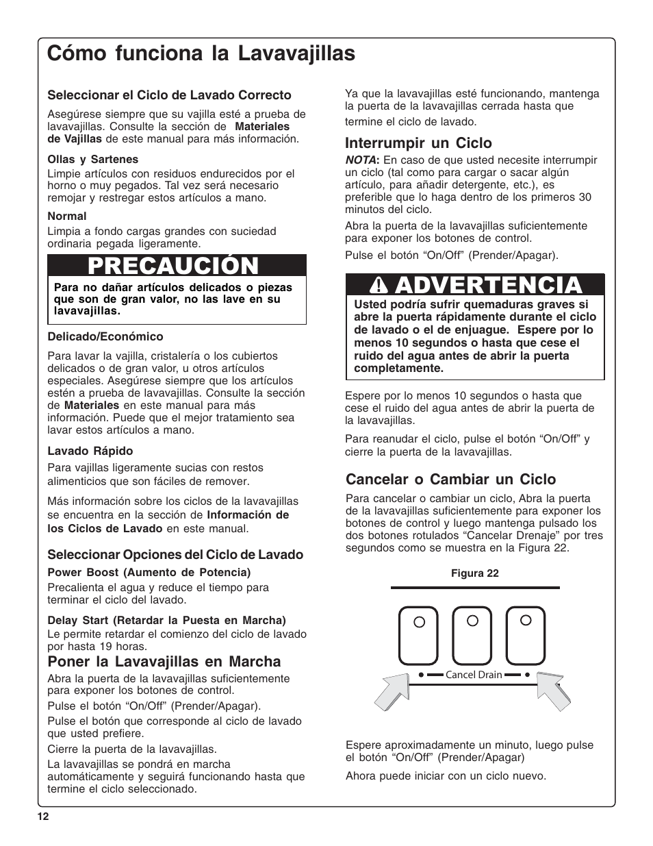 Precaución, Advertencia, Cómo funciona la lavavajillas | Gaggenau DF 241-760 User Manual | Page 54 / 64
