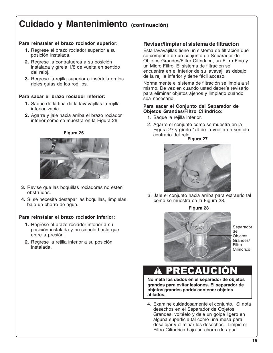 Precaución, Cuidado y mantenimiento | Gaggenau DF 241-760 User Manual | Page 57 / 64