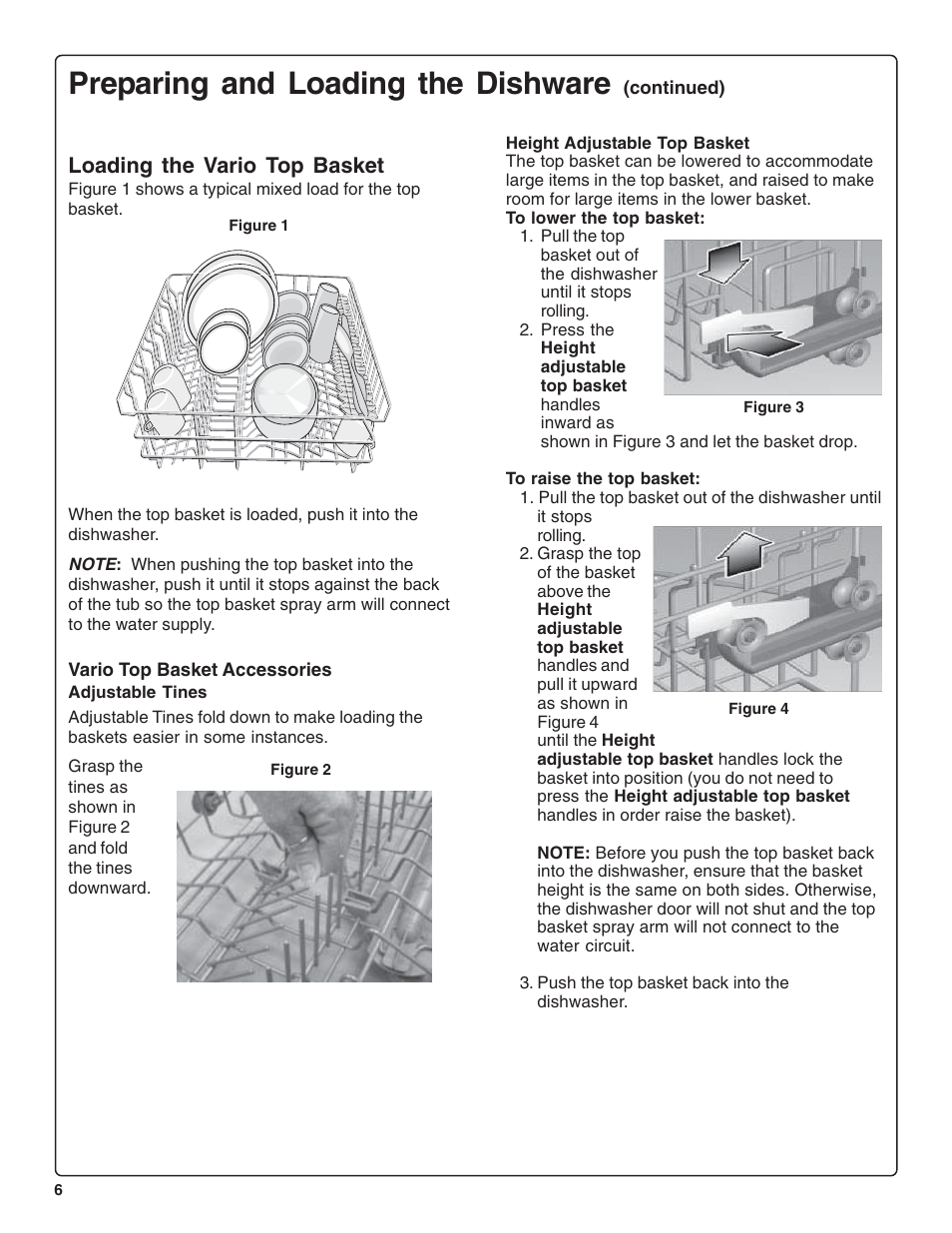 Preparing and loading the dishware, Loading the vario top basket | Gaggenau DF 241-760 User Manual | Page 8 / 64