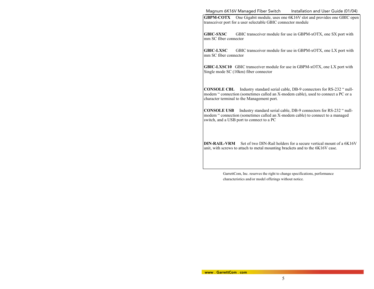 GarrettCom 6K16V User Manual | Page 12 / 61