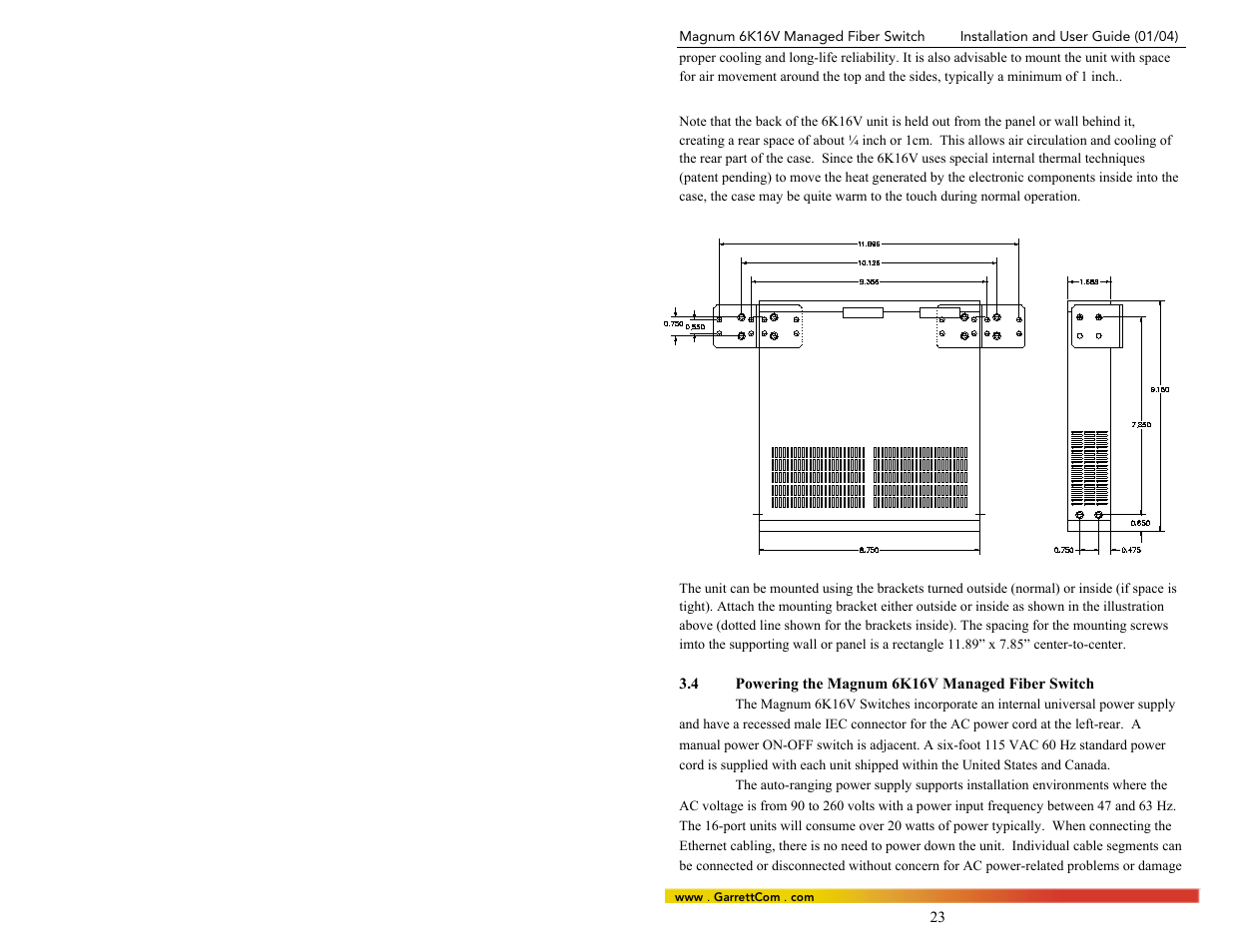 4powering the magnum 6k16v managed fiber switch | GarrettCom 6K16V User Manual | Page 30 / 61