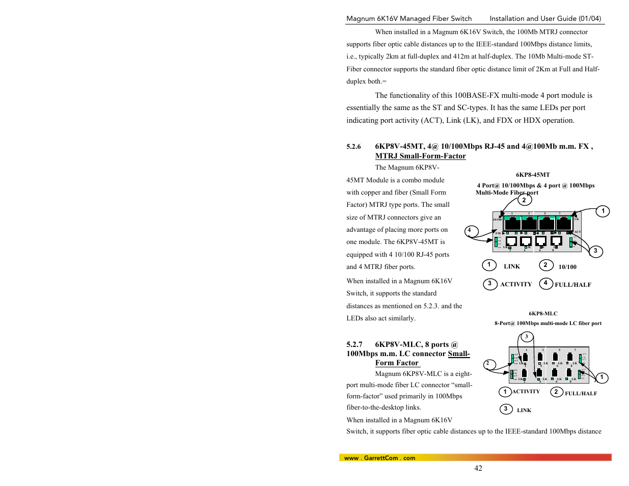 Mtrj small-form-factor, Form factor | GarrettCom 6K16V User Manual | Page 49 / 61