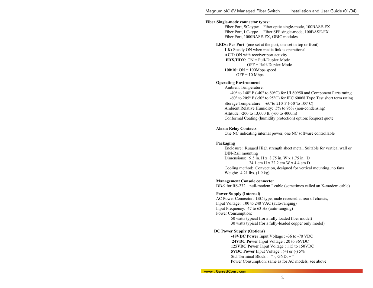 GarrettCom 6K16V User Manual | Page 9 / 61