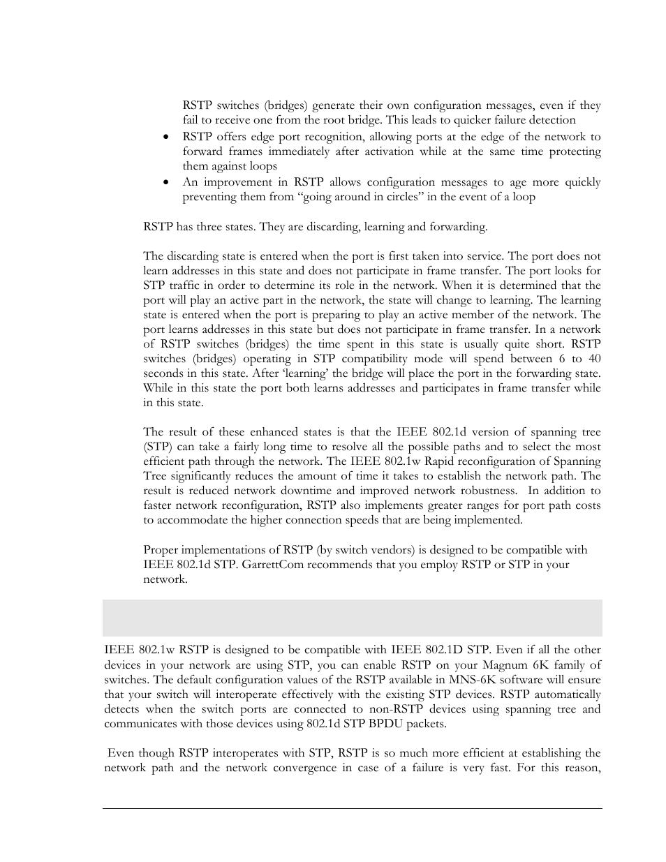 Transition from stp to rstp | GarrettCom Magnum MNS-6K User Manual | Page 137 / 329
