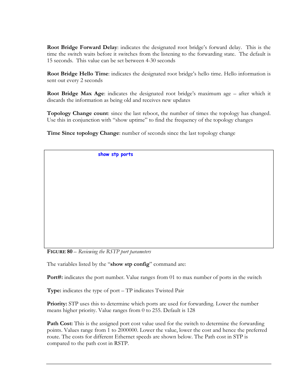 Igure, Reviewing the rstp port parameters | GarrettCom Magnum MNS-6K User Manual | Page 141 / 329