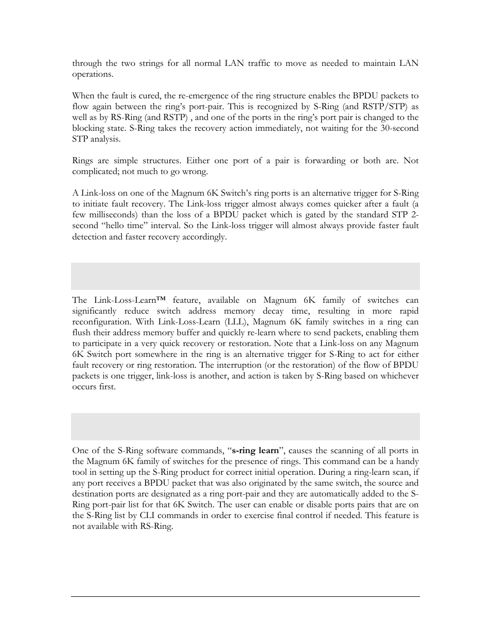 Lll with s-ring, Ring learn features | GarrettCom Magnum MNS-6K User Manual | Page 159 / 329